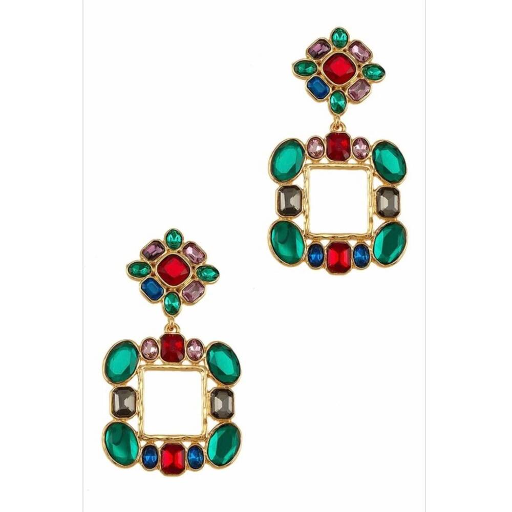 NEW YACHT CLUB ACCESS women's soirée earrings in multi-green